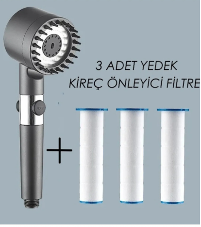 Masajlı Filtreli Duş Başlığı +3 Adet yedek filtre